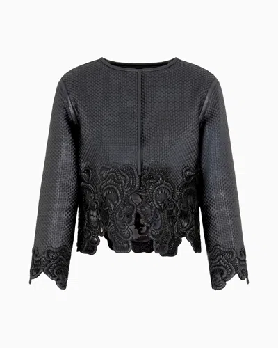 Emporio Armani Leather Outerwear In Black