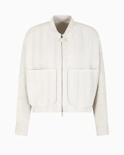 Emporio Armani Leather Outerwear In Beige