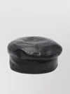 Emporio Armani Leather Panelled Basque Hat With Stitched Panels In Black