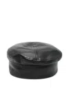 Emporio Armani Leather Panelled Basque Hat With Stitched Panels In Black