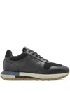 Emporio Armani Leather Panelled Sneakers In Blue