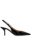 Emporio Armani Decollete Black Leather Sling Back Heels In Black