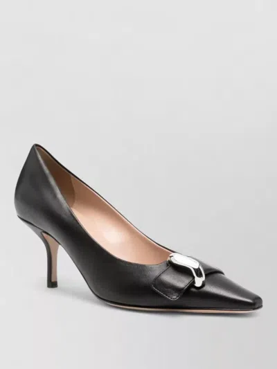 Emporio Armani Leather Pumps Kitten Heel Pointed Toe In Black