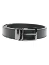 Emporio Armani Adjustable Leather Belt Grained Texture