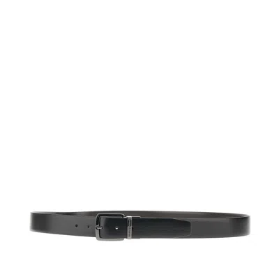 Emporio Armani Leather Reversible Belt In Black