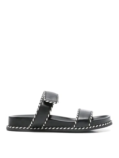 Emporio Armani Leather Sandals In Black