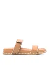 Emporio Armani Leather Sandals In Brown