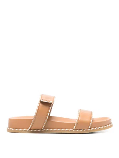 Emporio Armani Leather Sandals In Brown