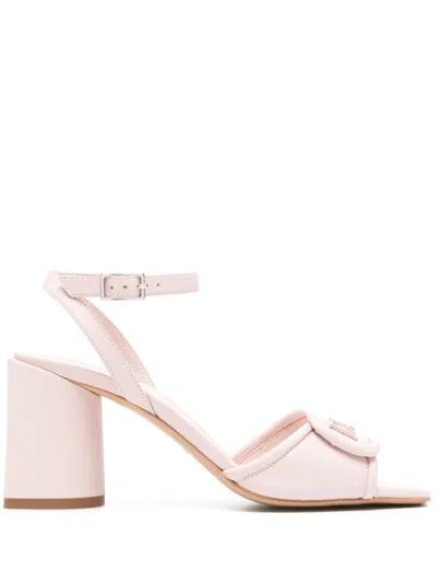 Emporio Armani 70mm Logo-plaque Leather Sandals In Pink