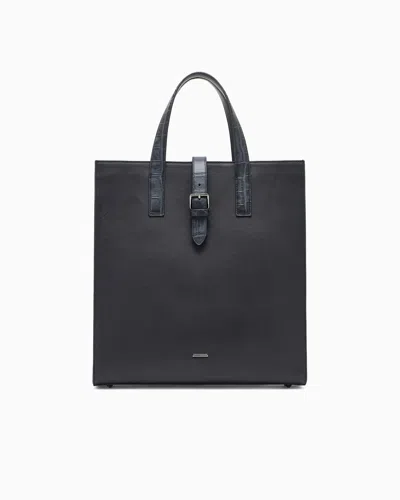 Emporio Armani Leather Shopper Bag With Crocodile Print