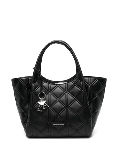 Emporio Armani Leather Shopping Bag In Black