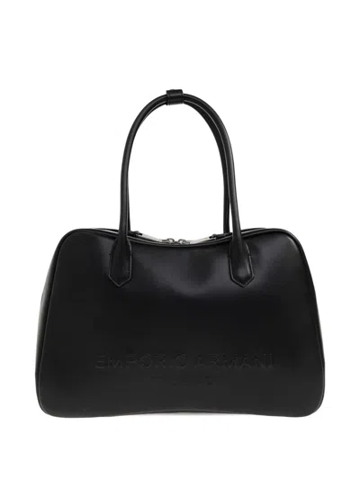 Emporio Armani Leather Shoulder Bag In Orange