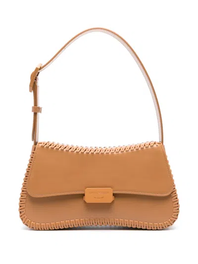 Emporio Armani Leather Shoulder Bag In Brown