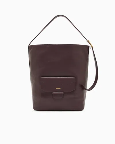 Emporio Armani Leather Shoulder Bag In Brown