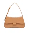 Emporio Armani Leather Shoulder Bag With Interweaving In Camel-colored