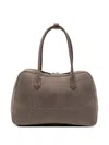 Emporio Armani Leather Shoulder Bag Rectangular Shape Handles In Gray
