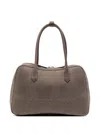 Emporio Armani Leather Shoulder Bag Rectangular Shape Handles In Gray