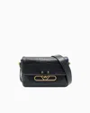 Emporio Armani Leather Shoulder Bag With A Crocodile-print Finish And Eagle Logo In Black