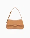 Emporio Armani Leather Shoulder Bag With Interweaving In Kamel