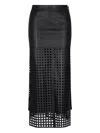 Emporio Armani Polygon Capsule Collection Midi Skirt In Vegetable-tanned Nappa Leather With Laser-cut Perforations In Black