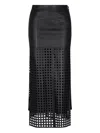 Emporio Armani Polygon Capsule Collection Midi Skirt In Vegetable-tanned Nappa Leather With Laser-cut Perforations In Black
