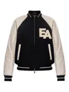 Emporio Armani Leather-sleeved Varsity Jacket In Multi