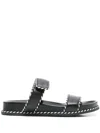 Emporio Armani Sandals With Nappa-leather Strap And Two-tone Edges In Black