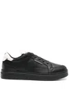 Emporio Armani Men's Leather Sneakers In Black