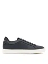 Emporio Armani Lace-up Leather Sneakers In Black