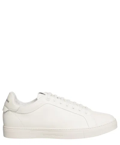 EMPORIO ARMANI LEATHER SNEAKERS WITH LOGO