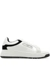 Emporio Armani Leather Sneakers With Eagle Plate In White