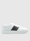 Emporio Armani Calf Leather Grained Texture Sneakers In White