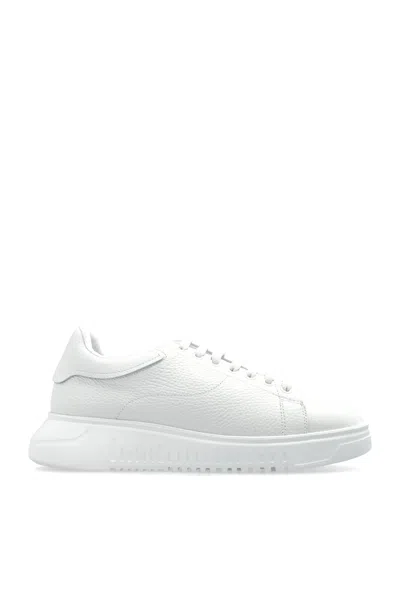 Emporio Armani Leather Sneakers In White
