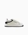 Emporio Armani Leather Sneakers With Eagle Plate In White