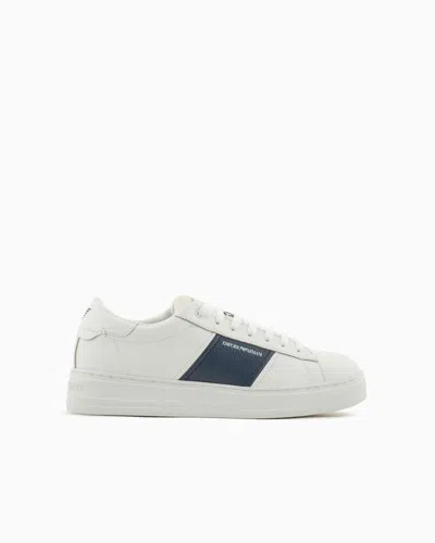 EMPORIO ARMANI LEATHER SNEAKERS WITH LOGO DETAIL