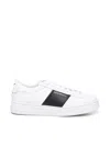 Emporio Armani Calf Leather Grained Texture Sneakers In White