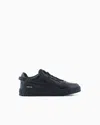 Emporio Armani Leather Sneakers With Oversized Ea Patch In Black
