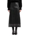 Emporio Armani Polygon Capsule Collection Midi Skirt In Vegetable-tanned Nappa Leather With Laser-cut Perforations In Black