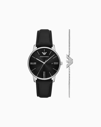 Emporio Armani Leather Strap Watches In Multicoloured