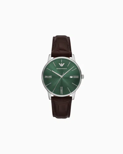 Emporio Armani Leather Strap Watches In Multicoloured