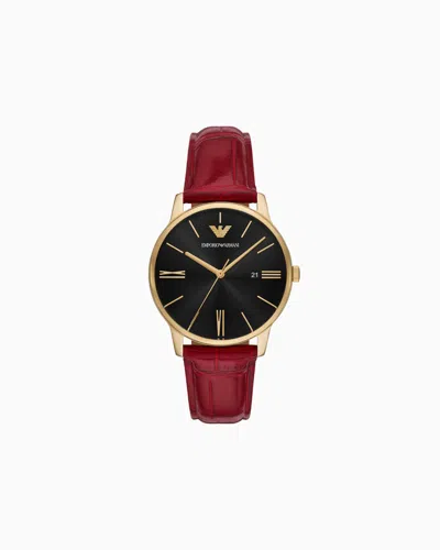 Emporio Armani Leather Strap Watches In Multicoloured