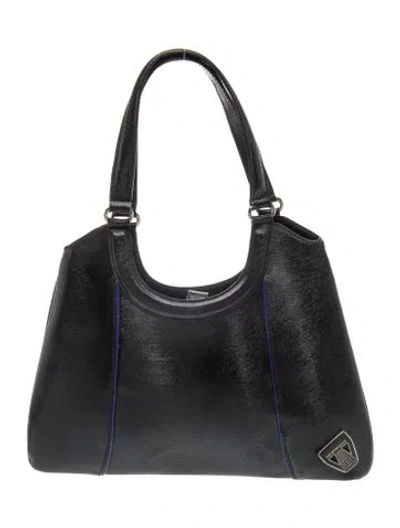 Pre-owned Emporio Armani Leather Top Handle Bag In Black