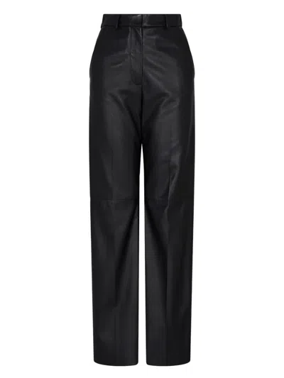 Emporio Armani Leather Trousers In Black