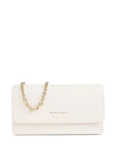Emporio Armani Leather Wallet On Chain In White