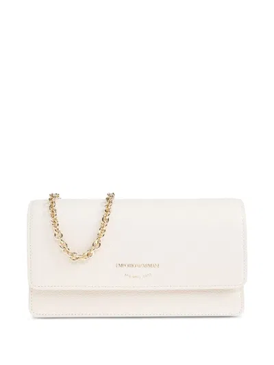 Emporio Armani Leather Wallet On Chain In Neutral