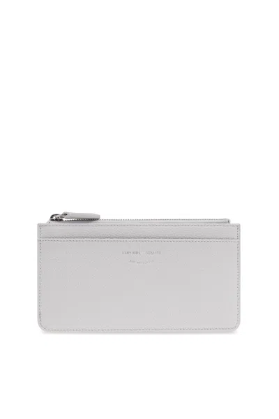 Emporio Armani Leather Wallet In Grey