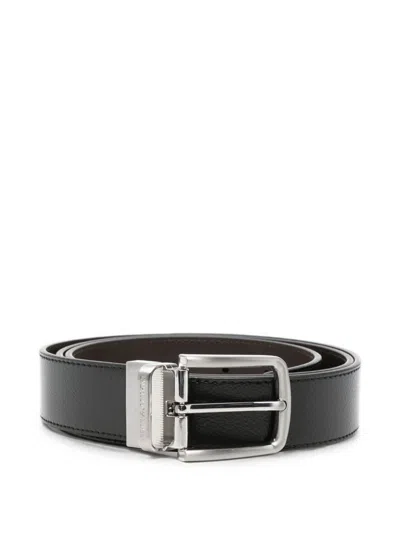 Emporio Armani Leather With Logo Hardware Belt In Black