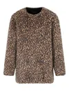 Emporio Armani Leopard Print Double-breasted Coat In Brown