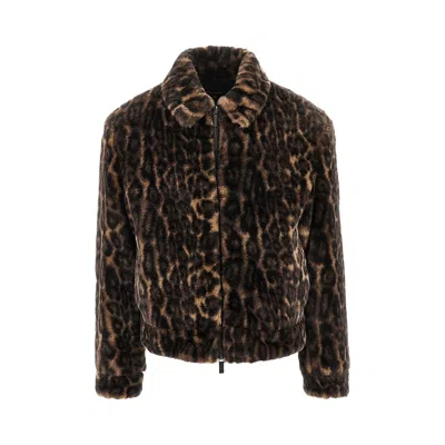 EMPORIO ARMANI LEOPARD-PRINT FAUX FUR JACKET