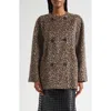 Emporio Armani Leopard Print Wool Blend Double Breasted Jacket In Brown